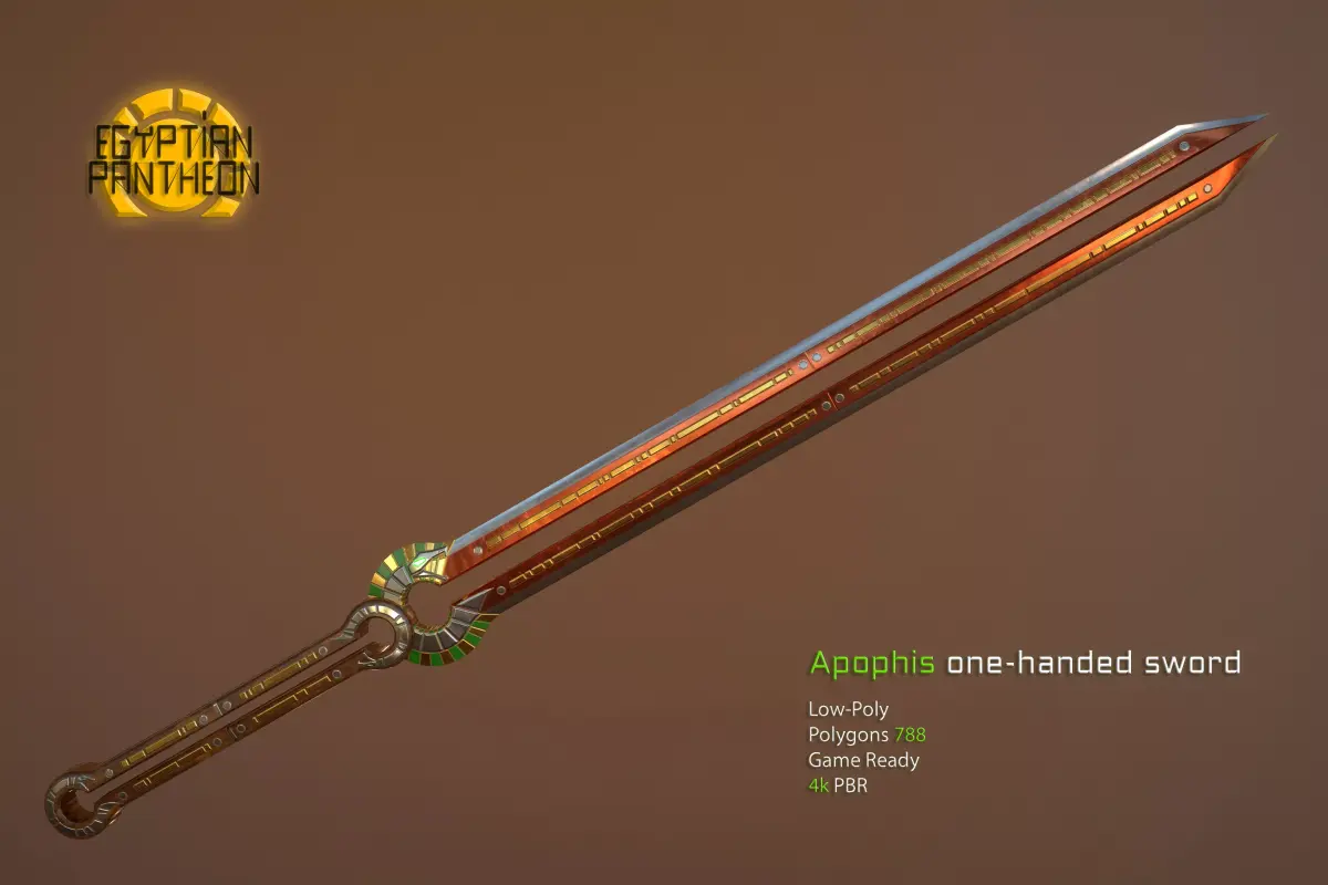 Egyptian Pantheon - Apophis One-Handed Sword Low-poly 3D model