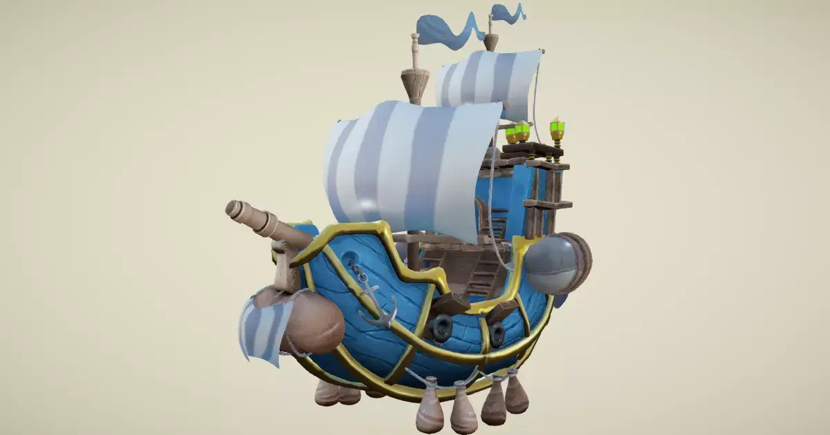 Flying Royal Ship Free low-poly 3D model