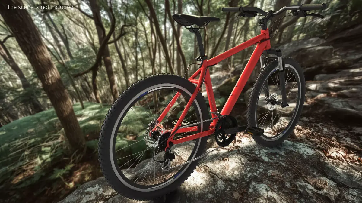 Sport Hardtail Mountain Bicycle Red Black 3D model