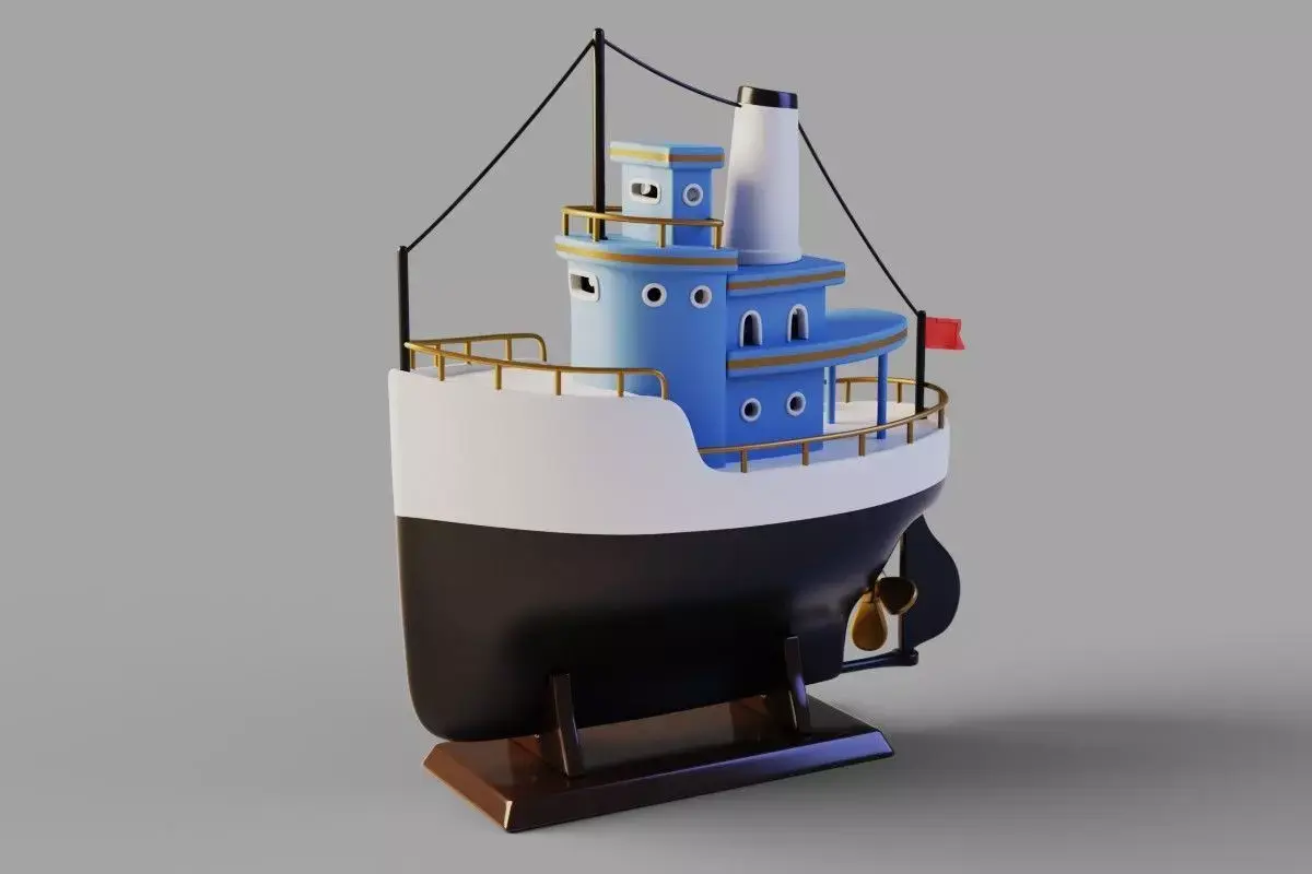 Toy ship Low-poly 3D model