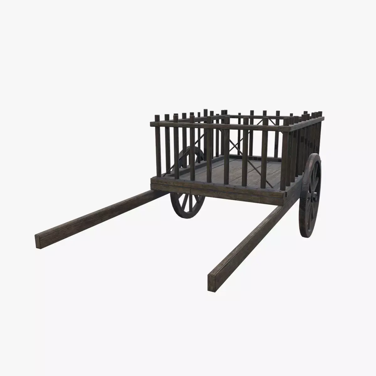 Medieval Carriage V11 Low-poly 3D model