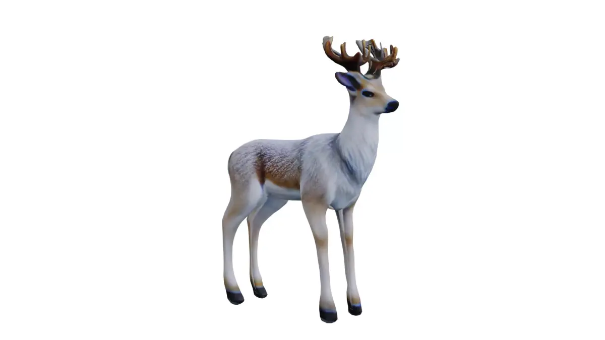 Deer with white fur low poly Low-poly 3D model