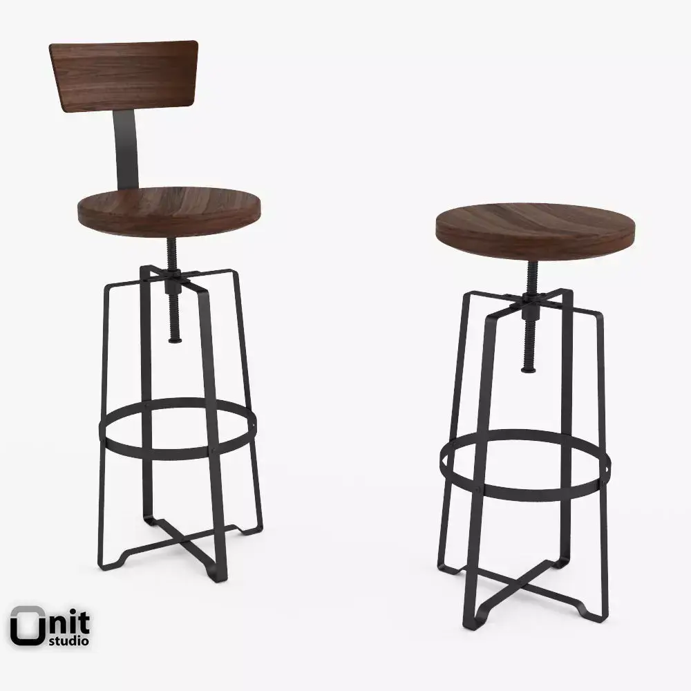 Rustic Industrial Stool by West Elm 3D model