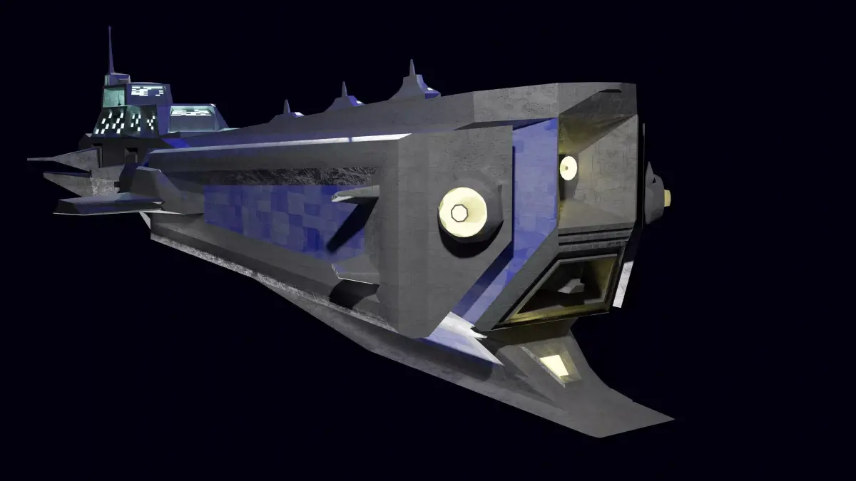 Large Spaceship Low poly 3D model Blender Free 3D model