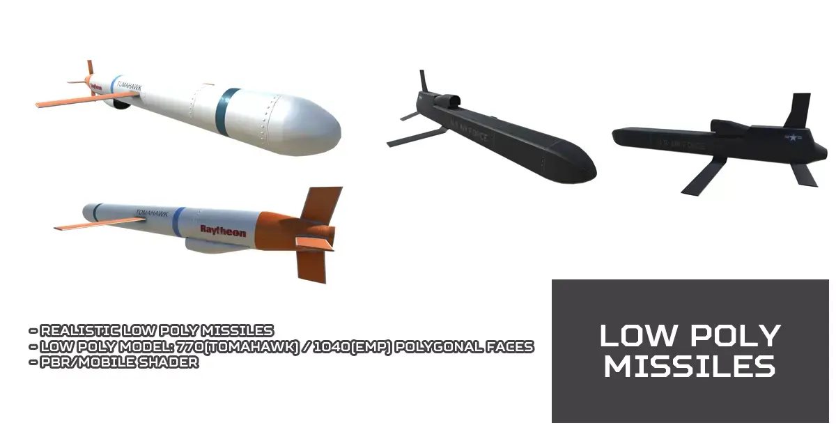 Low Poly Missile Pack Low-poly 3D model