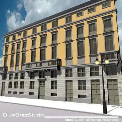 European building facade 3D model