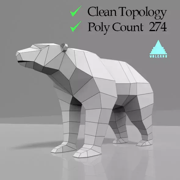 LOW POLY 3D BEAR MESH Low-poly 3D model