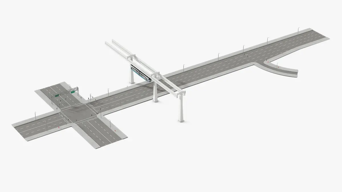 Highway and Suspended Monorail Air Train  purchase 3D model