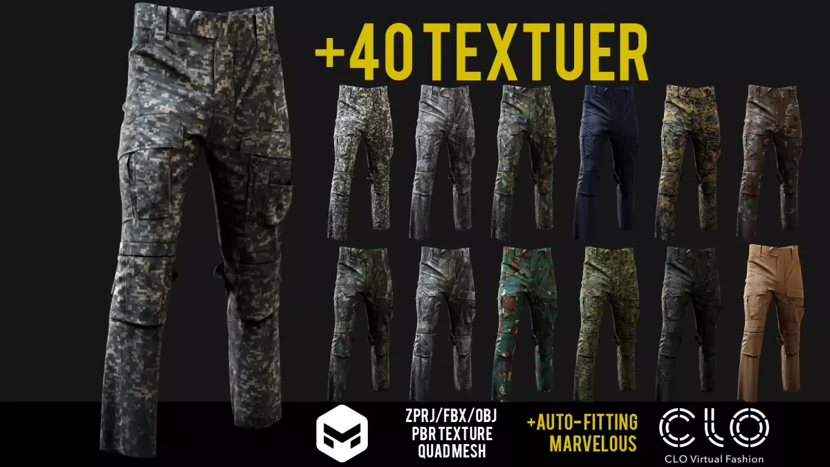 UF PRO Gen 2 Combat pants  TACTICAL with 40 textuer Low-poly 3D model
