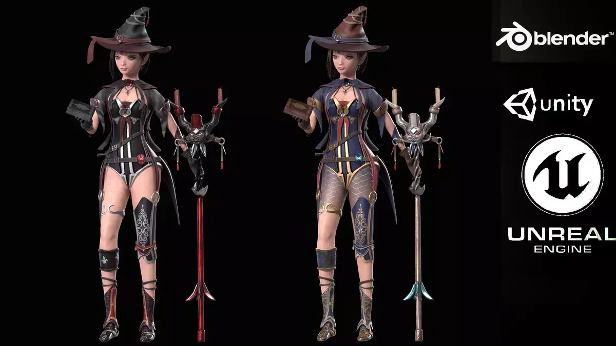 Fantasy Witch Girl Free 3D model
