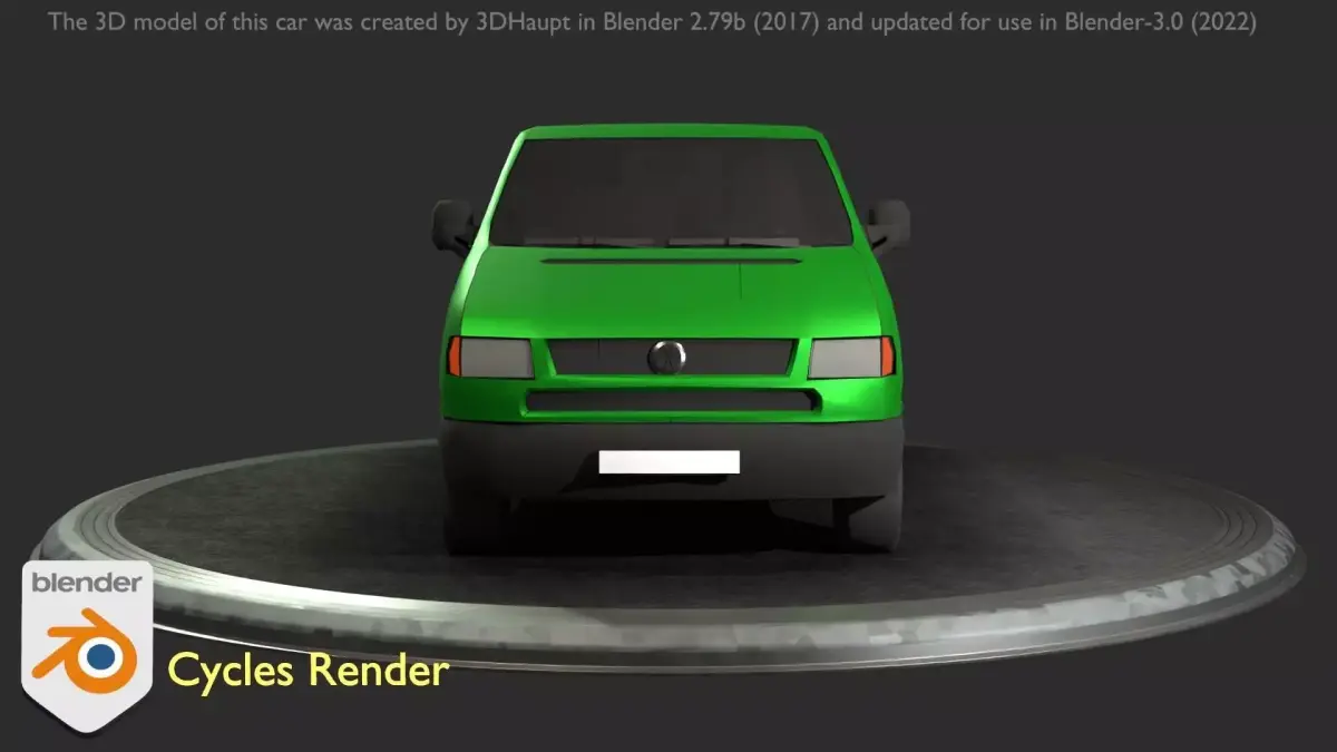 City Car 42 Commercial Transporter Type-C Green  Low-poly 3D model
