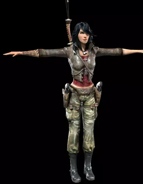Female Warrior Low-poly 3D model