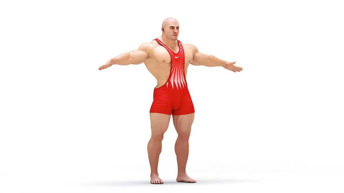 Fit Athletic Male T pose in Reebok Red Singlet 3D model