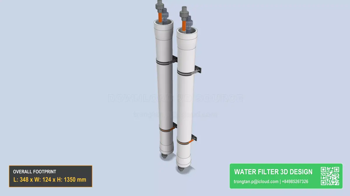 Dual Frp Ro Membrane Housing 4040 Pressure Vessels For RO System 3D model