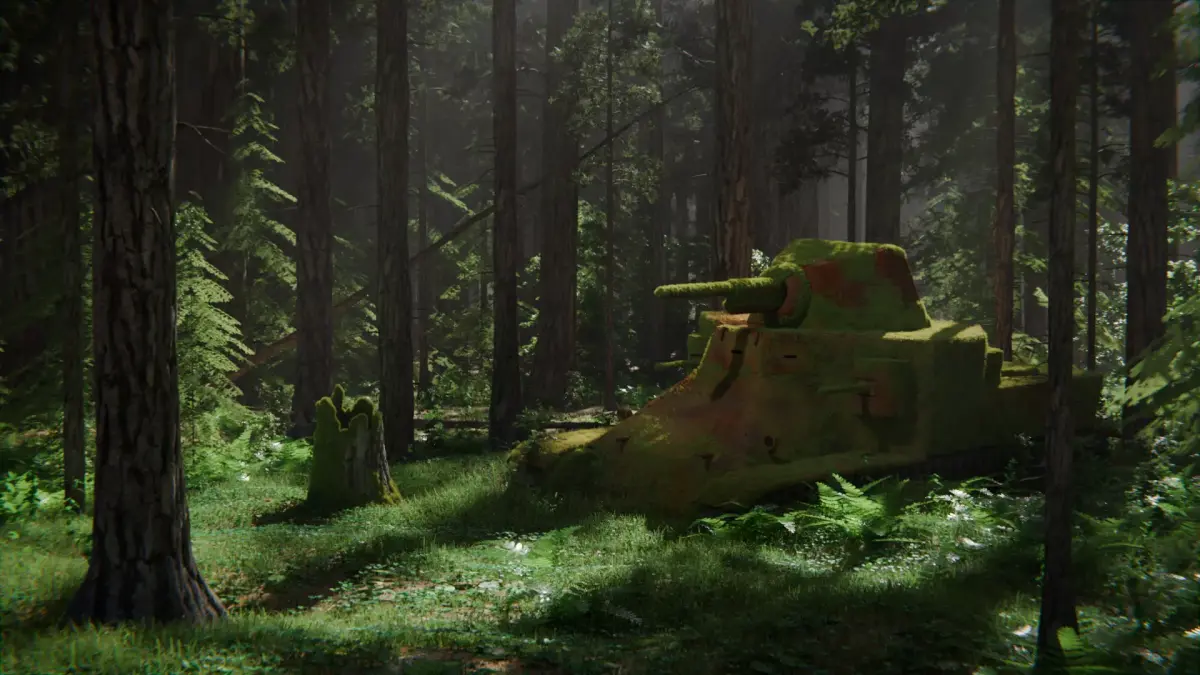 Tank in the Forest 3d Scene 3D model