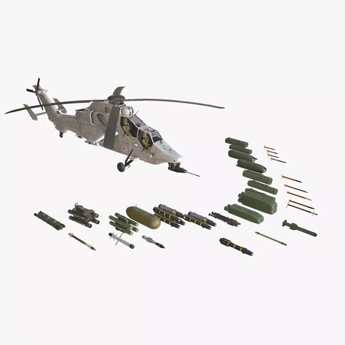  EC-665 Tiger HAD Blank Complex Animation Low-poly 3D model