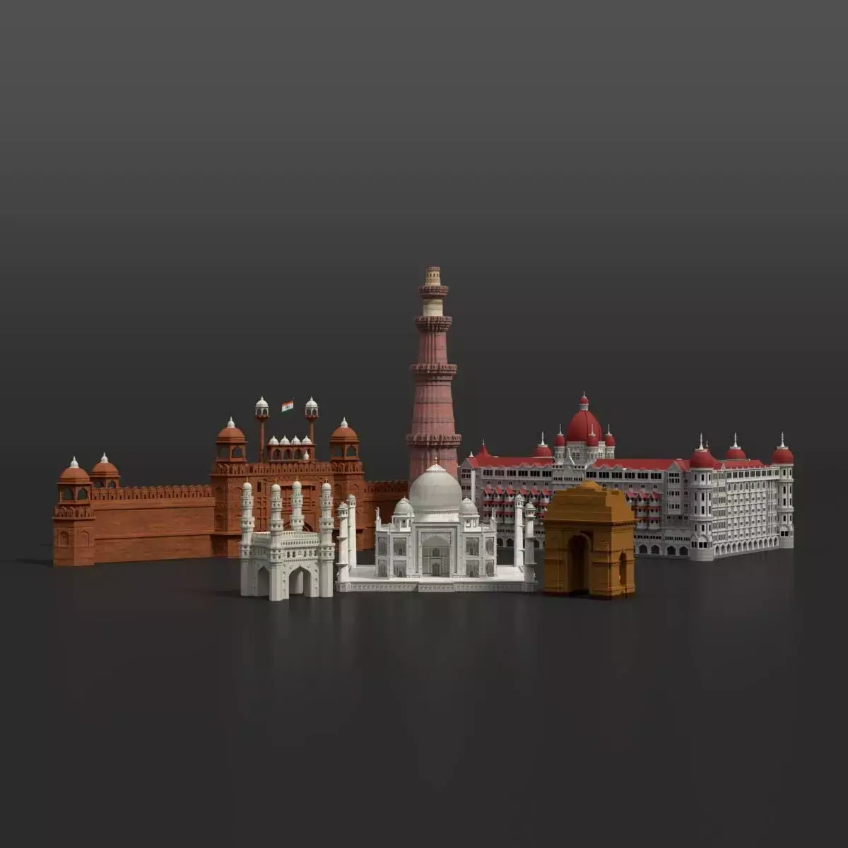 India Landmark 3D Models Bundle Historic and Iconic Pack 3D Model Collection