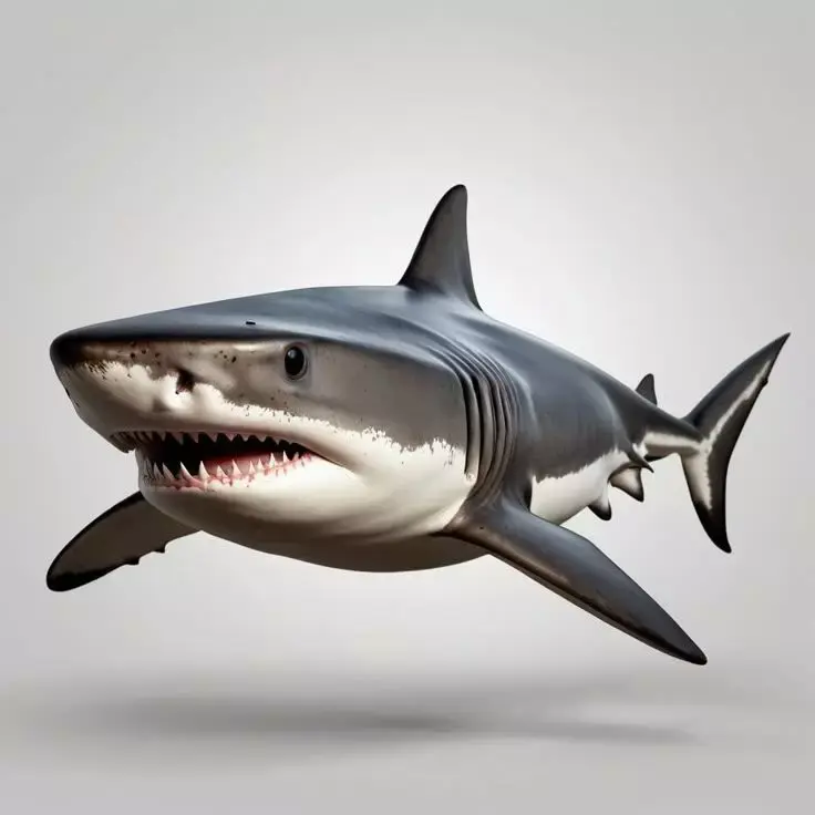 Great White Shark Fierce Predator Open Mouth Sharp Teeth Low-poly 3D model