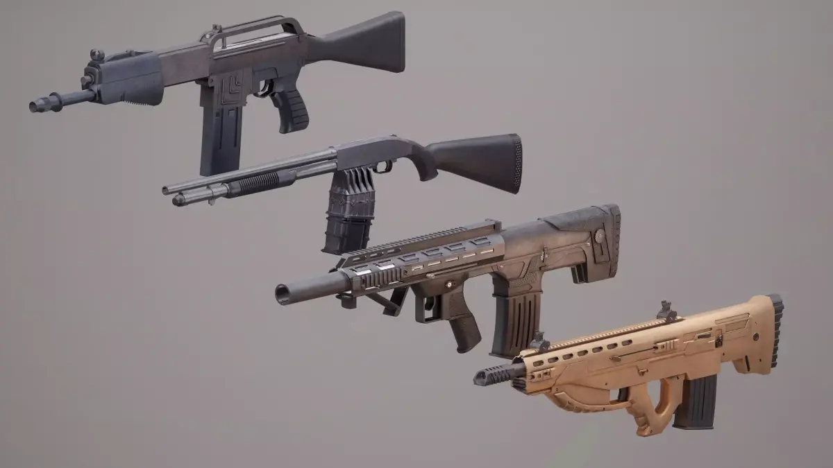Shotgun Set 1 gun Low-poly 3D model