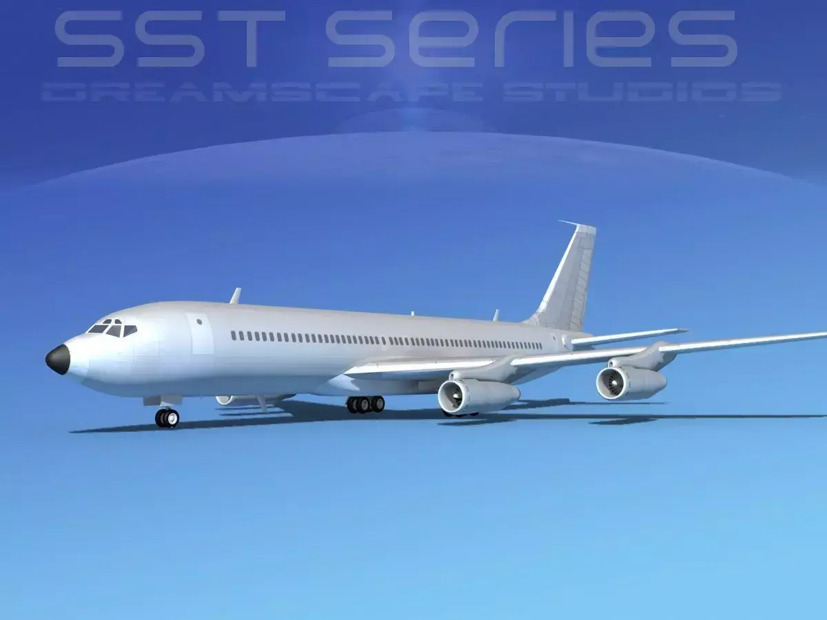 Boeing 707-320 SS bare metal 3D model
