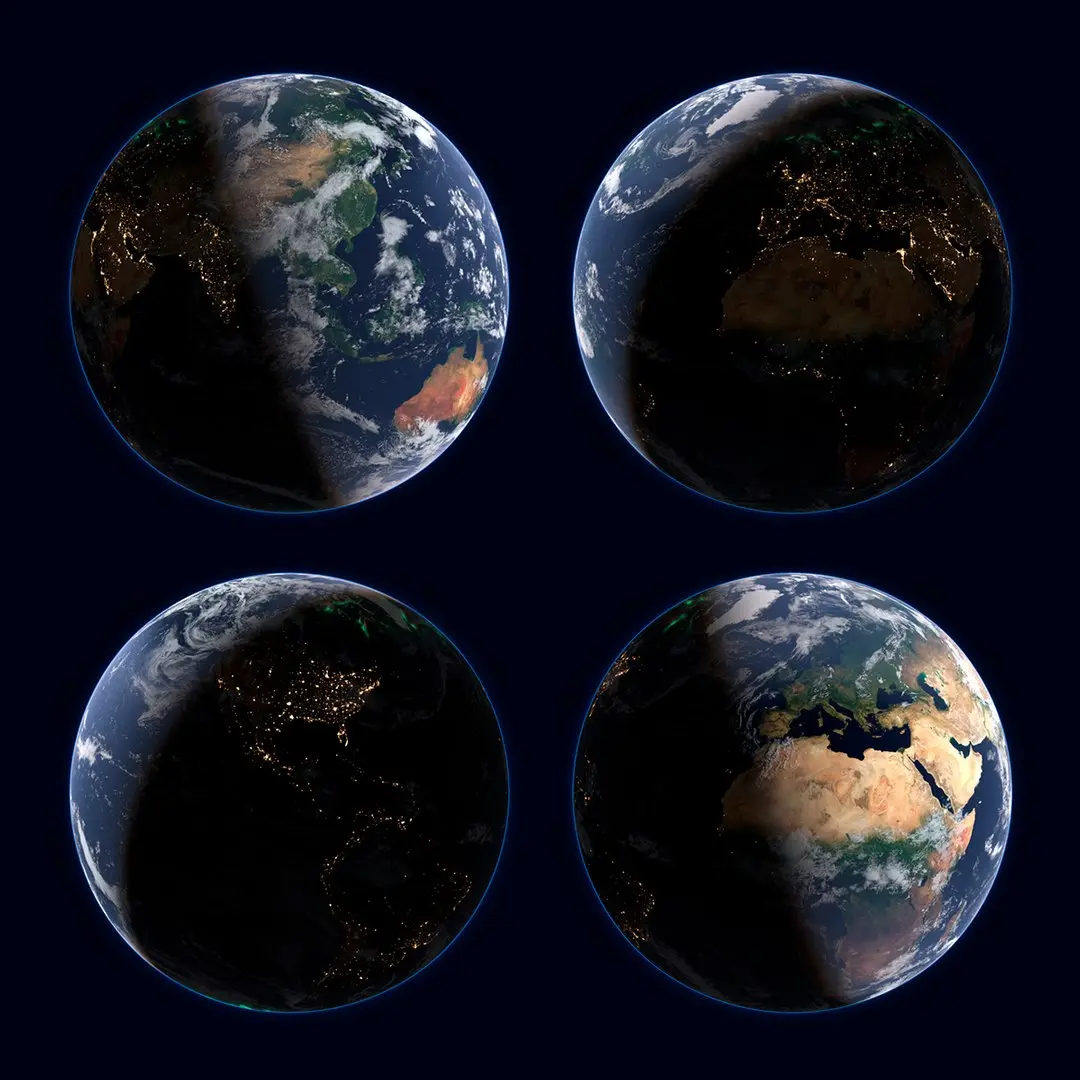 Volumetric Planet Earth with Aurora Borealis For Blender 3D model