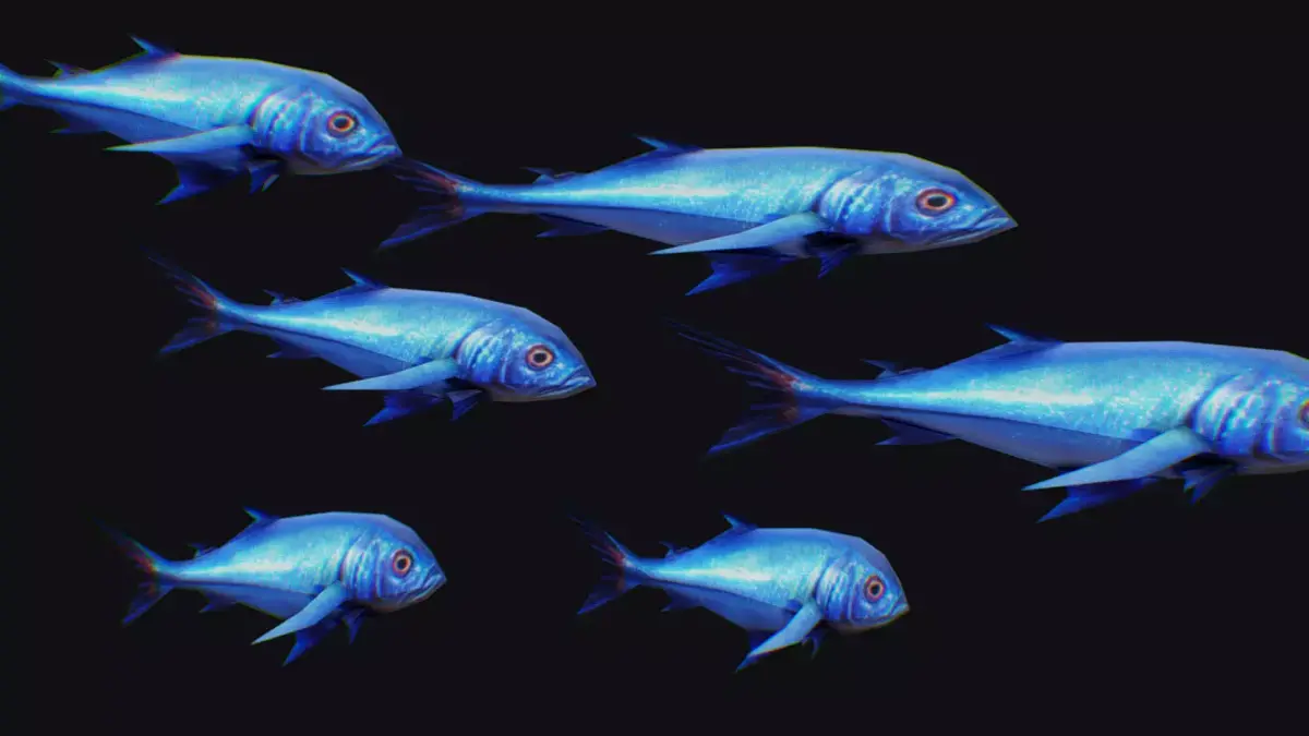 Rainbow Runner Animated Fish Flock Tuna Sea Animal Lowpoly Swarm Low-poly 3D model