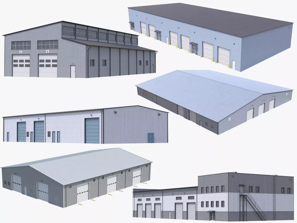 6 Industrial Buildings Collection 3D Model Pack