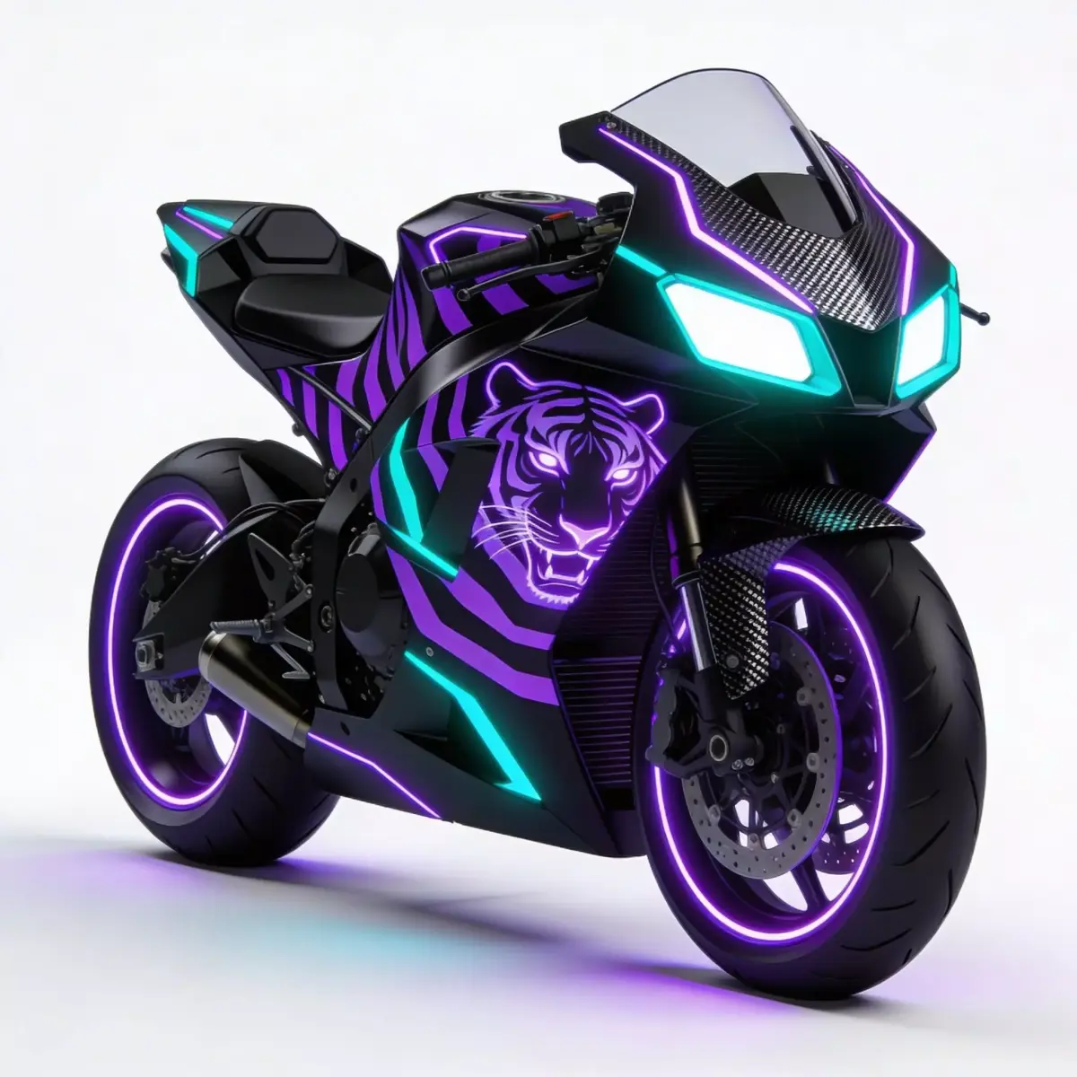 Cyberpunk Neon Tiger Sport Motorcycle Low-poly 3D model