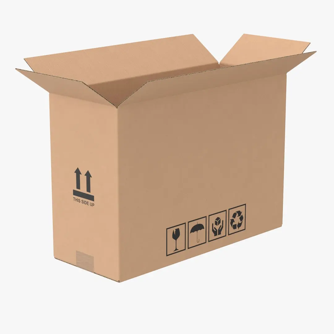 Cardboard Box 50x20x35 Half Open 3D model