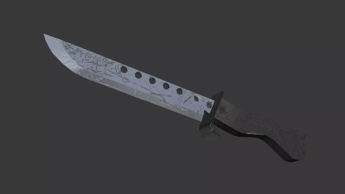 JAPANESE LOWPOLY DAMAGED KNIFE Low-poly 3D model