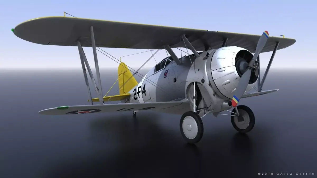 F2F-1 USS Lexington CV-2 1937 Low-poly 3D model