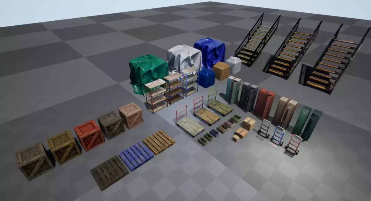 Warehouse Stuff and UE4 Low-poly 3D model