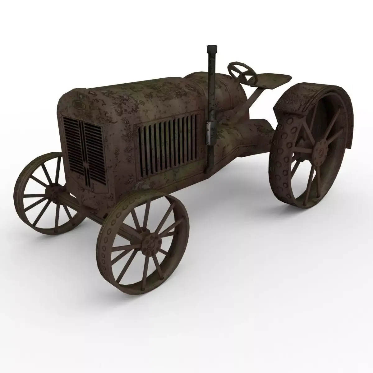 Low Poly tractor old Low-poly 3D model