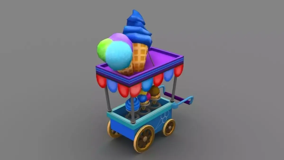 icecream cart Low-poly 3D model