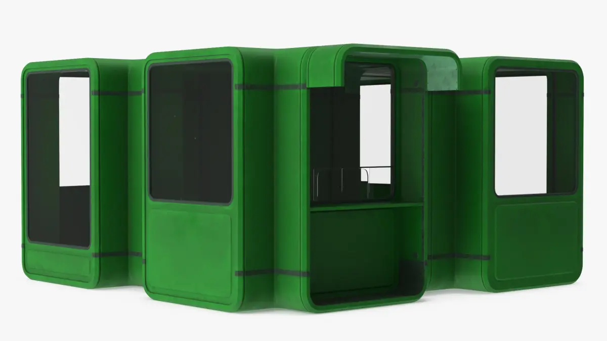 Urban Service Booth with Side Awning Green 3D model