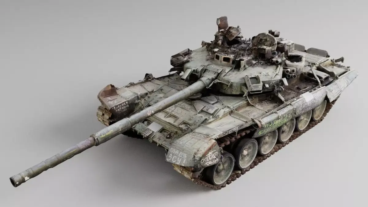 Russian T-90 tank destroyed by Ukrainian army  3D model buy