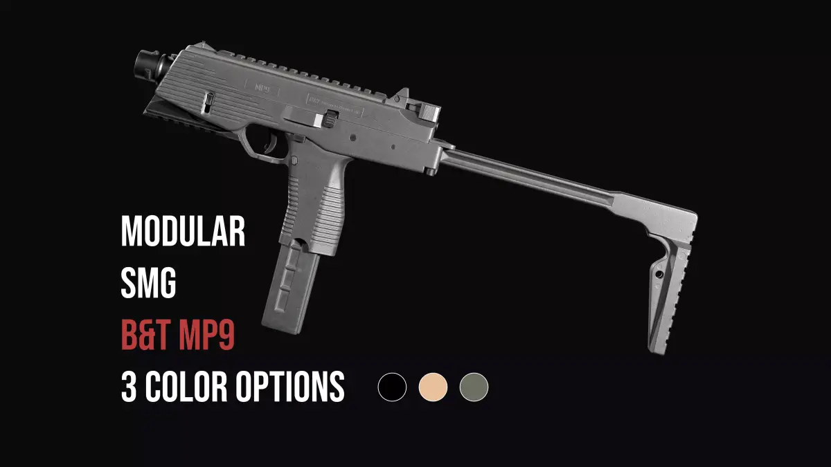 Modular SMG Brugger and Thomet MP9 Low-poly 3D model