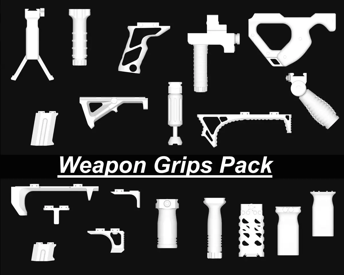 Weapon Grips Pack Low-poly 3D model
