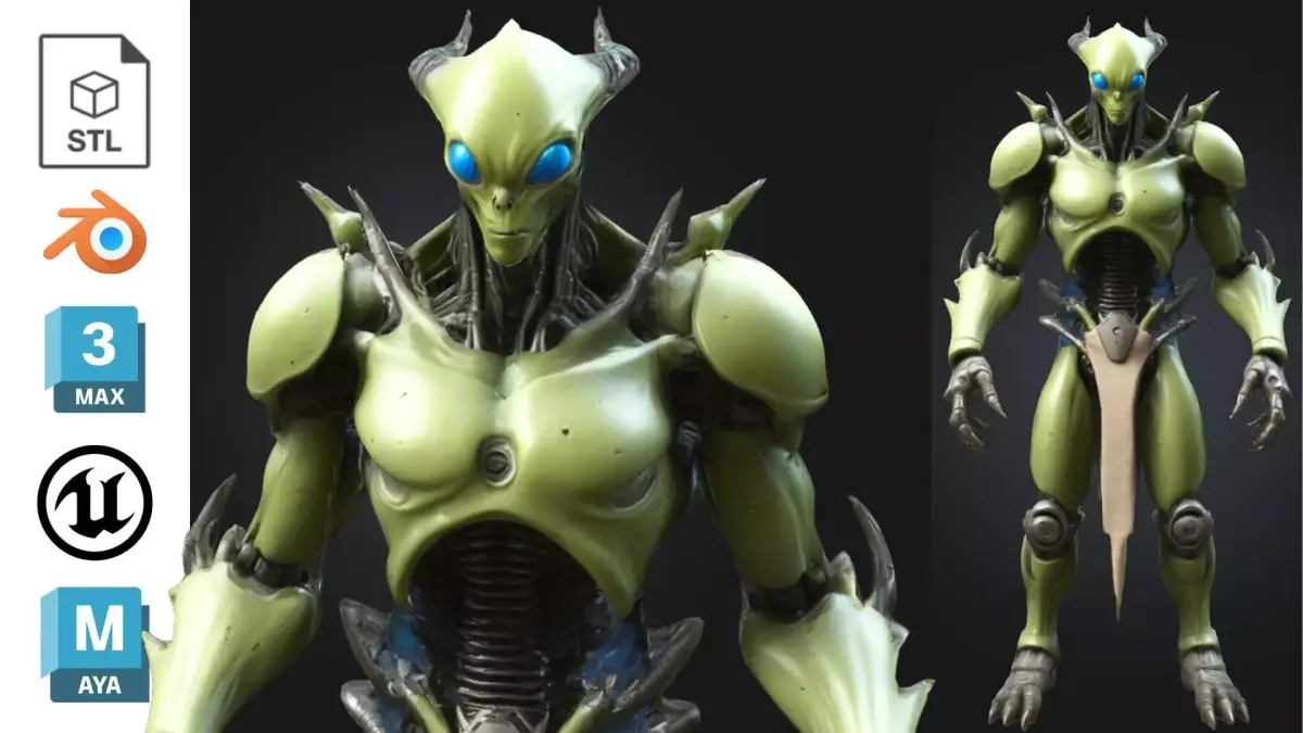 Alien Cyborg Sci Fi Creature Low-poly 3D model