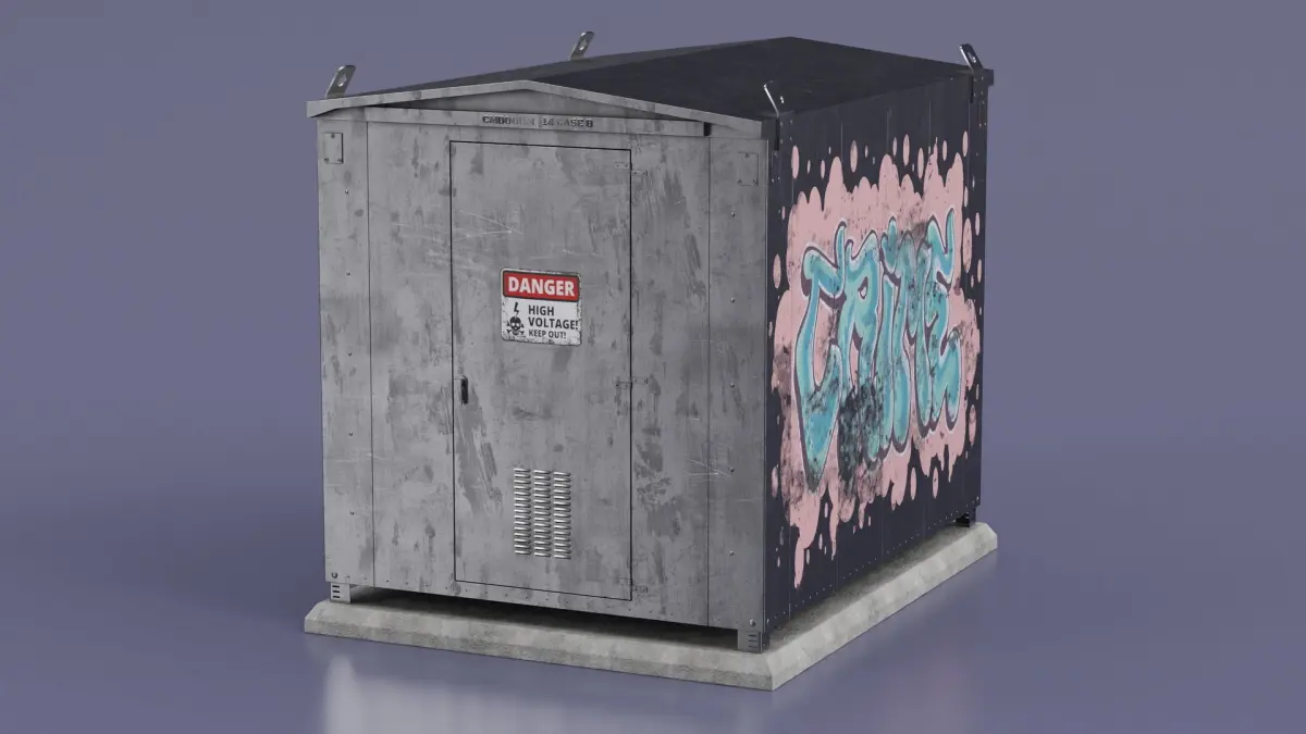 Old Large Railway Relay Cabinet 3D model