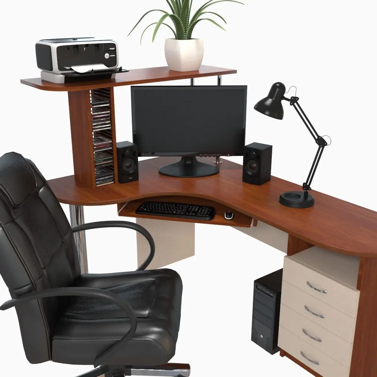 computer desk workstation 3D model
