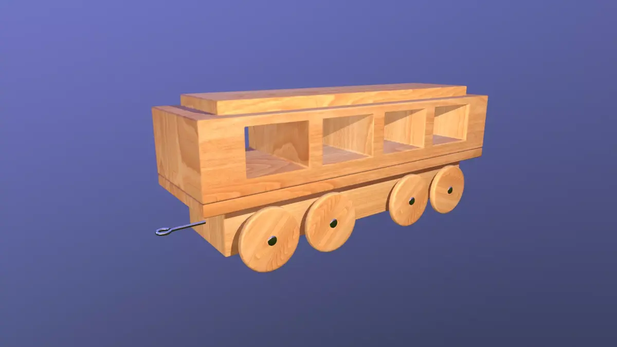 Wooden Toy Train - Passenger Wagon Low-poly 3D model