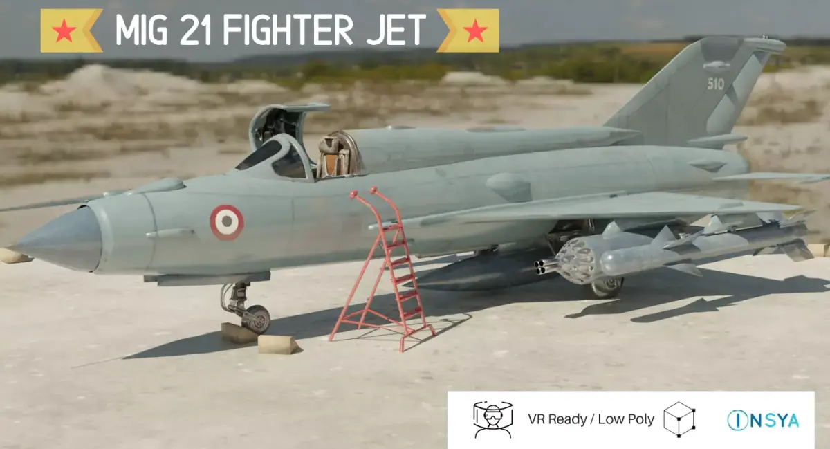 MiG 21 - Rigged and Animated - with Interior - M2 Low-poly 3D model