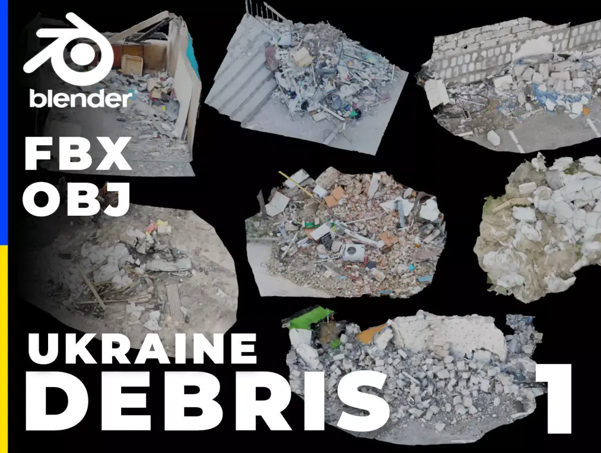 USCANS Ukraine  Debris set 1 Low-poly 3D model