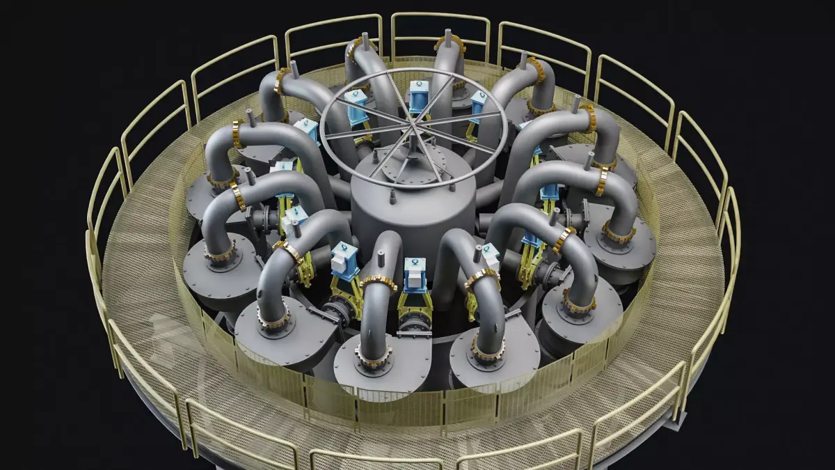 hydrocyclones machine with pipes 3D model