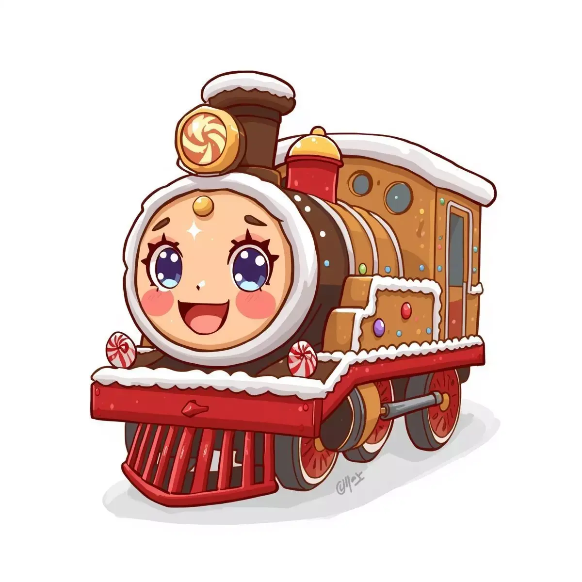 Gingerbread Chibi Train Engine 3D Model Sweet Anime Locomotive Low-poly 3D model