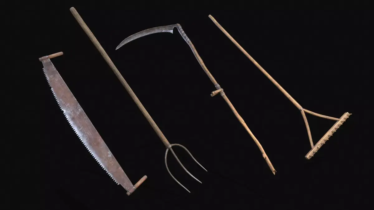 Medieval Farming Tools Low-poly 3D model