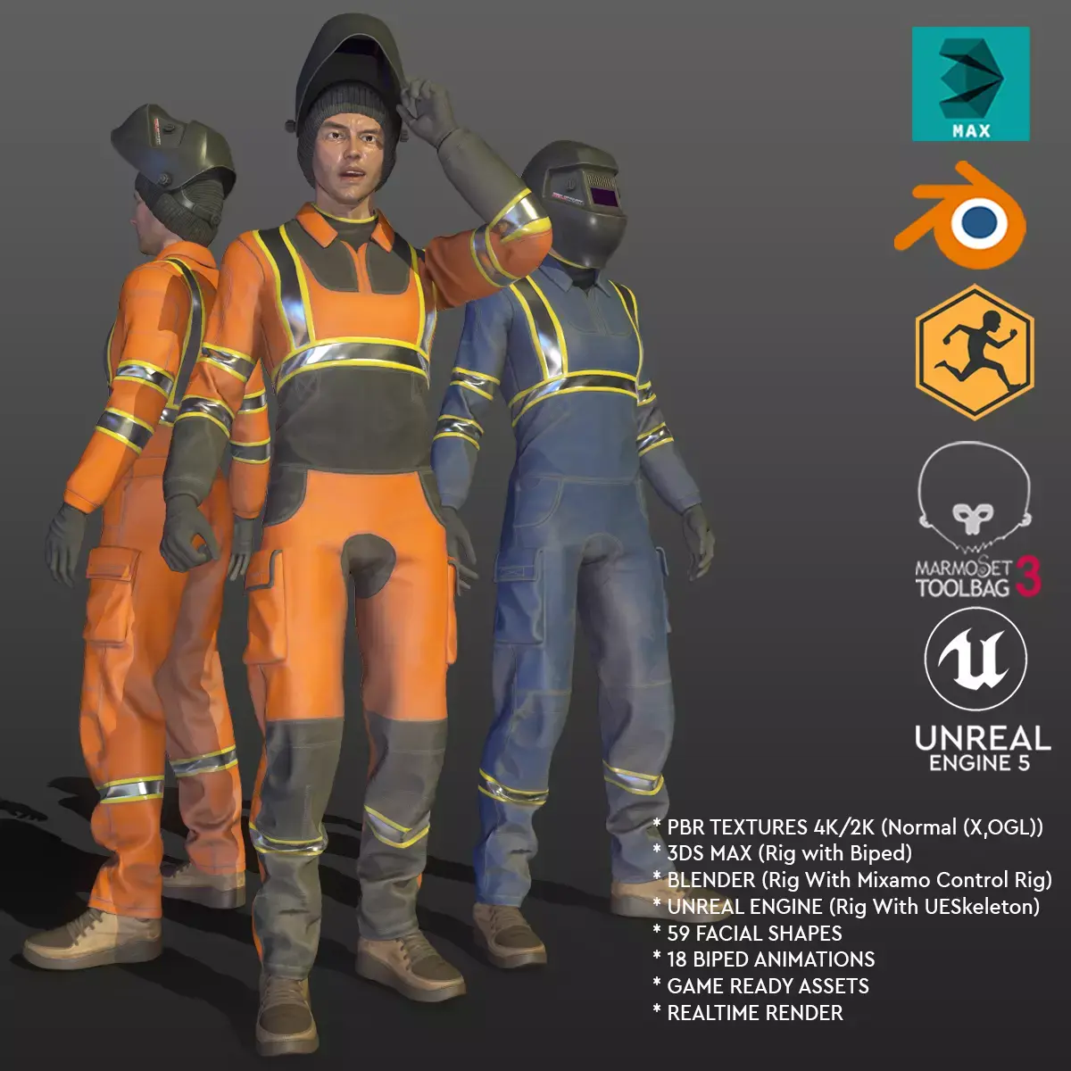 Welder Worker Suit Low-poly 3D model