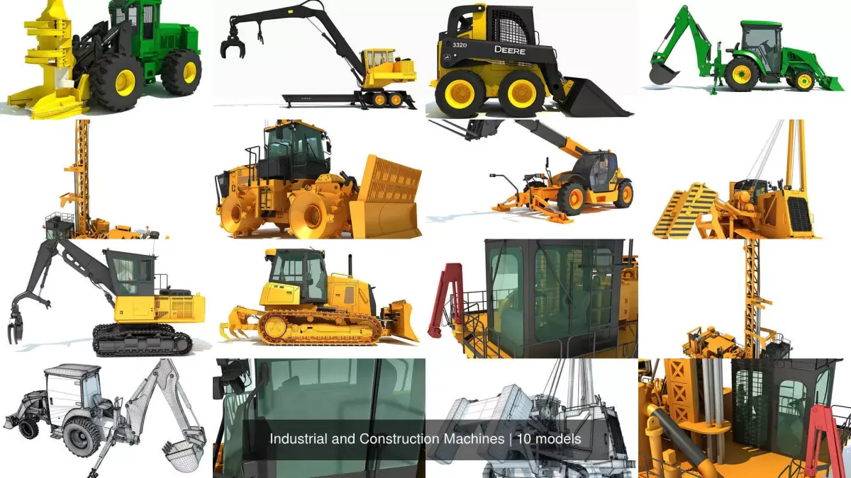 Industrial and Construction Machines 3D Model Pack