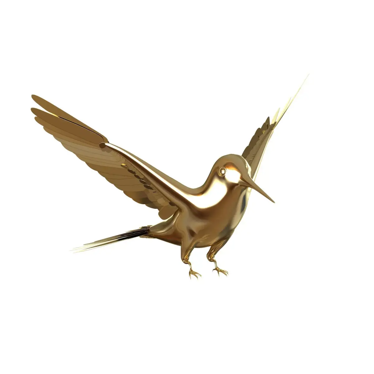 Hummingbird 3D print model golden bird flying 3D model